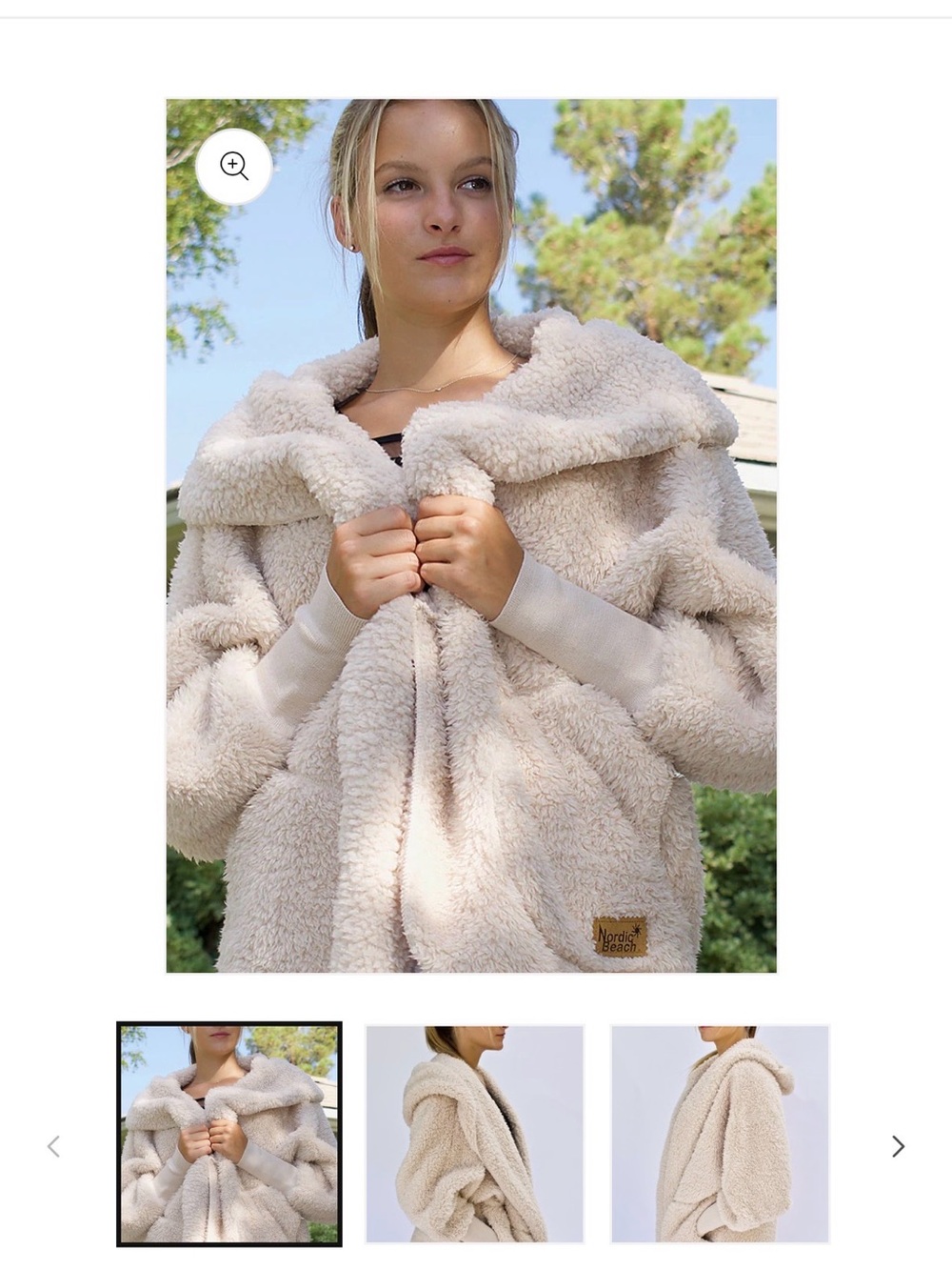 Nordic Beach Plush Teddy Jacket in Cream NWOT
